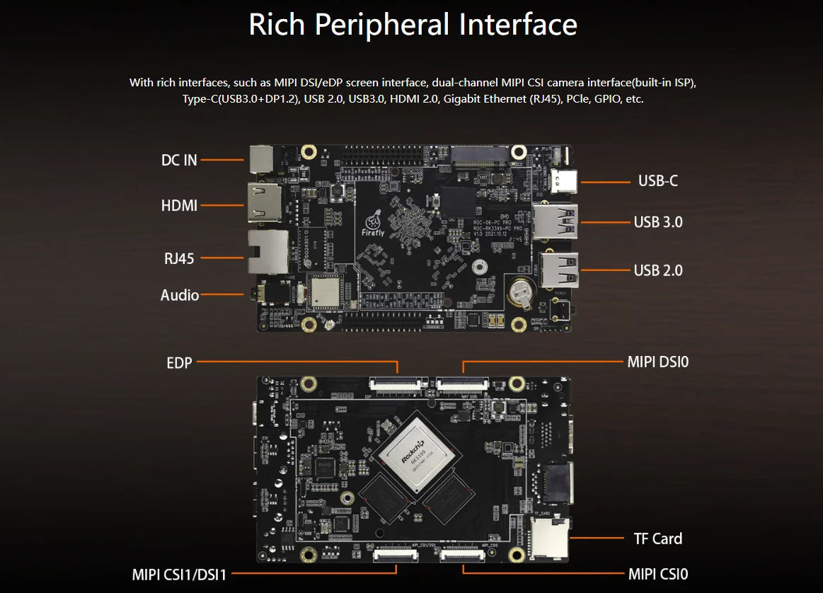 Custom ROC-RK3399-PC Pro Six-Core 64-Bit High-Performance Main Board Support Android Ubuntu MiniPC Manufacturer