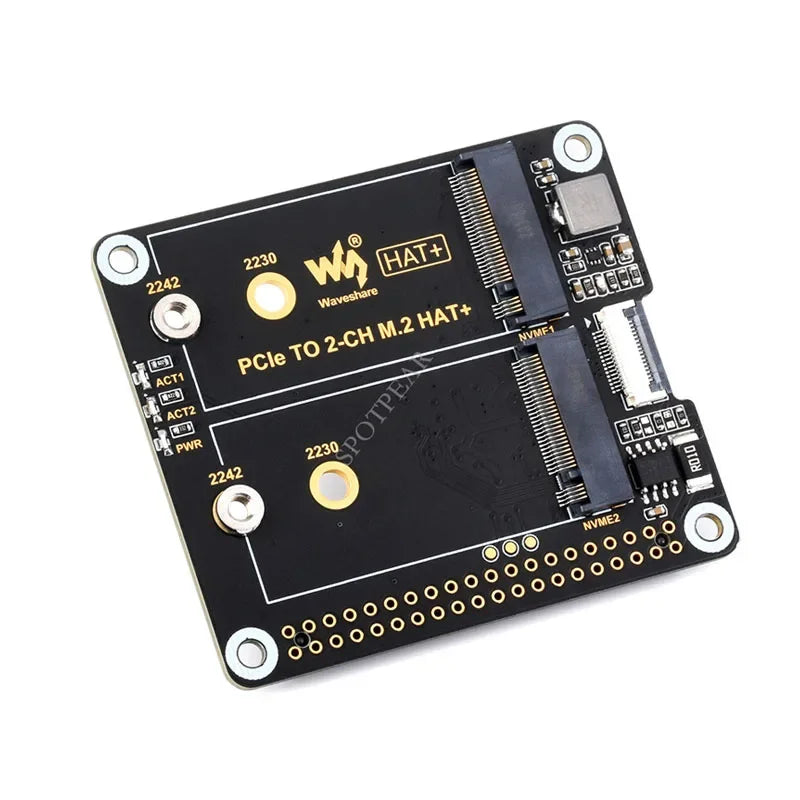 Custom Raspberry Pi 5 PCIe to M.2 NVMe Dual SSD Extension Board HAT+ with Boot From NVMe SSD Support