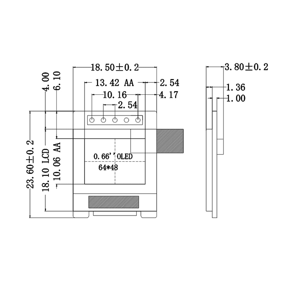 0.66 inch OLED Module 6448 White Screen 64*48 64x48 SPI IIC I2C Interface OLED LCD Display Module for Arduin0 3.3V-5V Custom