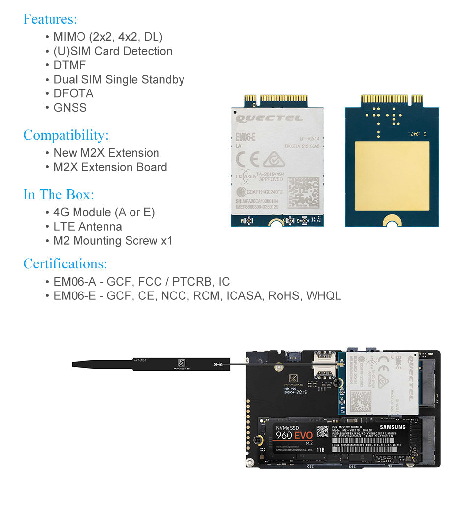 Khadas Quectel EM06 4G LTE Module for khadas M2X Extension boards / New M2X Extension Custom PCB pcba customize