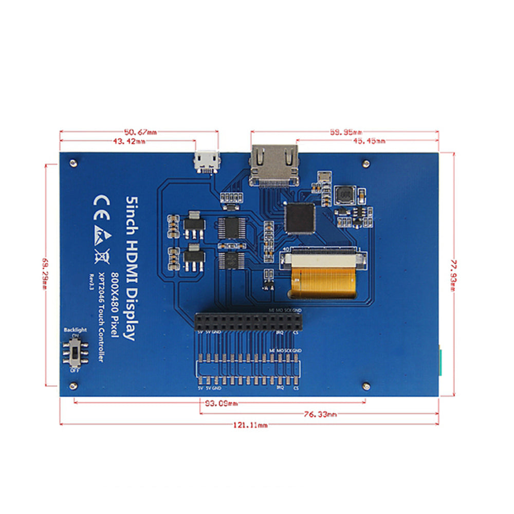 5 inch LCD screen display module 800*480 resistive touch for Raspberry Pi 3B screens Custom