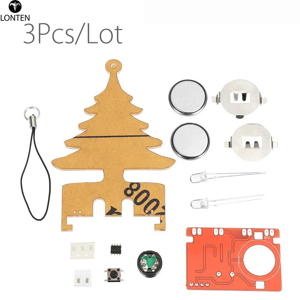 Custom Lonten 3pcs/lot DIY Electronic Music Flash Tree Kit Battery Power LED Flashes Christmas Tree Soldering Practice Board Manufacturer