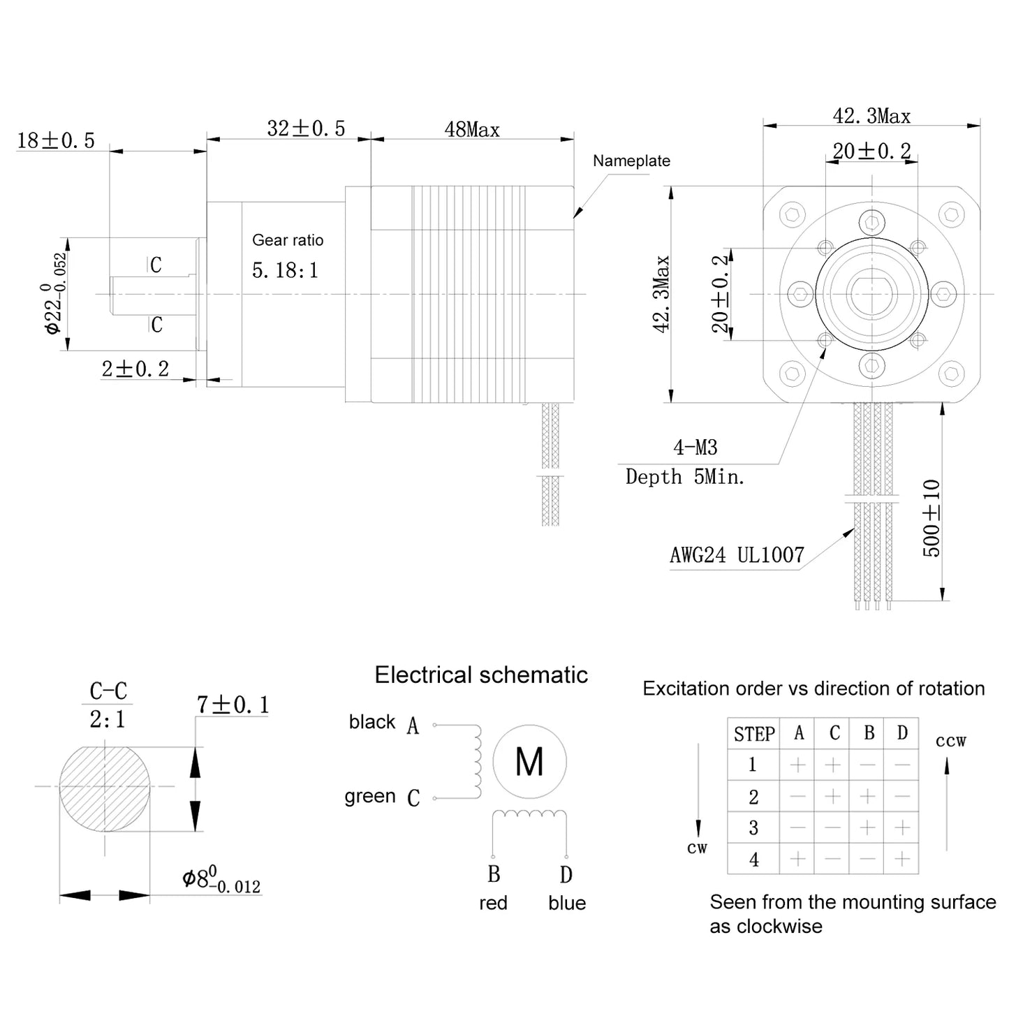 Custom Nema 17 Stepper Motor Gear Ratio 5:1 Planetary Gearbox 42 Motor Extruder 1.68A L=48mm Nema17 Stepping Motor 17HS19-1684S-PG5 Manufacturer