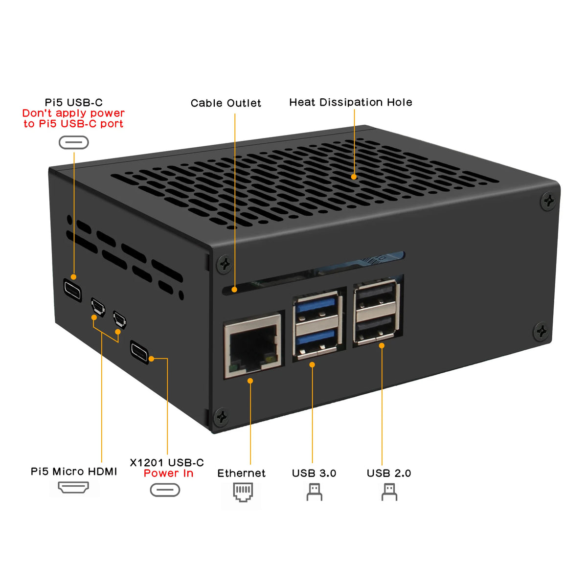 Custom  X1201-C1 Metal Case for Raspberry Pi 5 & X1201 UPS Board
