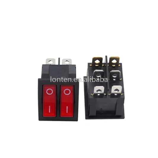 Custom 1PCS KCD6 Double Light Rocker Switch 6PIN 4PIN 16A 250V 20A 125V ON-OFF  Boat Power Switch Waterproof Cap Manufacturer