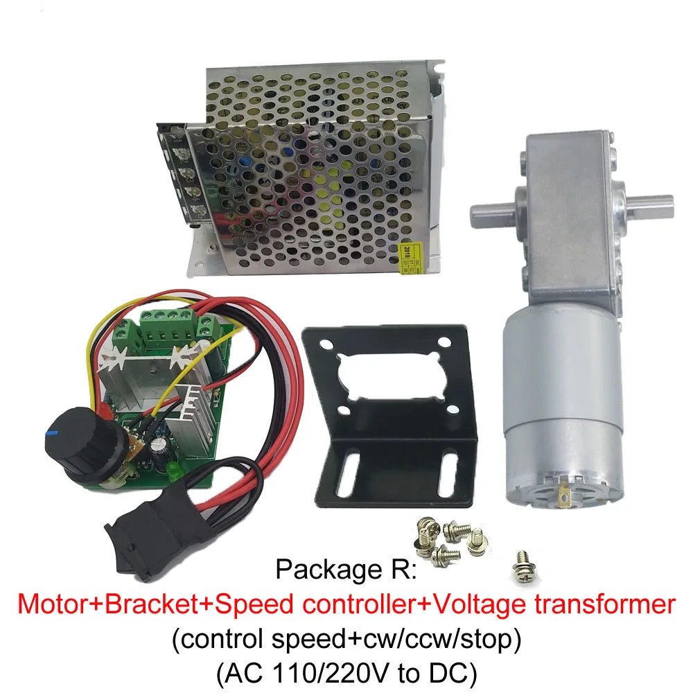 Custom A58SW-555S 12-24V 16-470RPM Worm Geared Motor Double D Shaft Reversed Metal Gear Self-lock Motor DIY Robot Door Lock Manufacturer