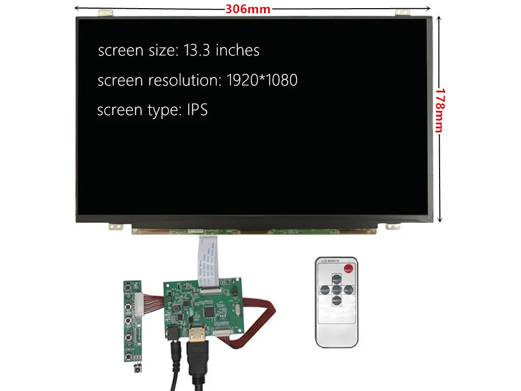 Custom 13.3 Inch 1920*1080 IPS Screen LCD HD-Compatible Display Driver Board Monitor For Raspberry Pi 2 3 Banana/Orange Pi computer Manufacturer