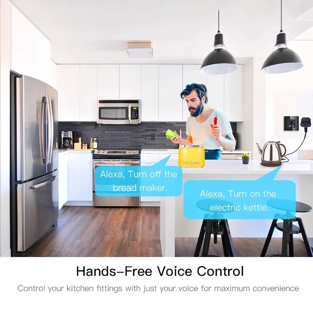 Custom 2020 Wifi Smart Wall Socket Universal Outlet Glass Panel Wireless Electric Plug Remote Control by Tuya Smartlife Alexa Google Ho Manufacturer