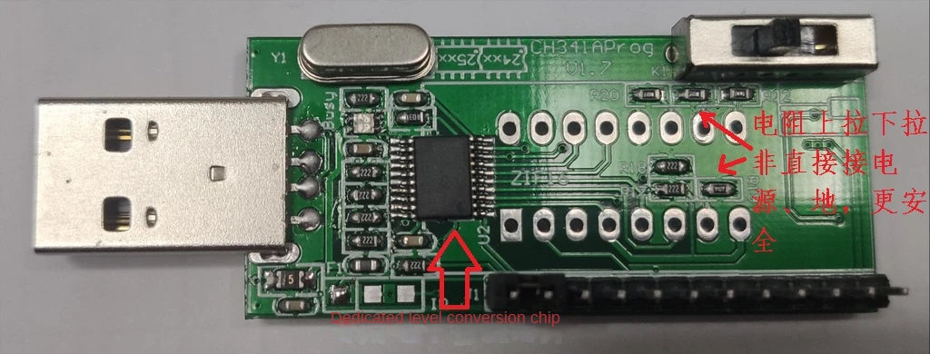Custom ch341a programmer v1.7 1.8v level shift w25q64fw w25q128fw gd25lq64 Manufacturer
