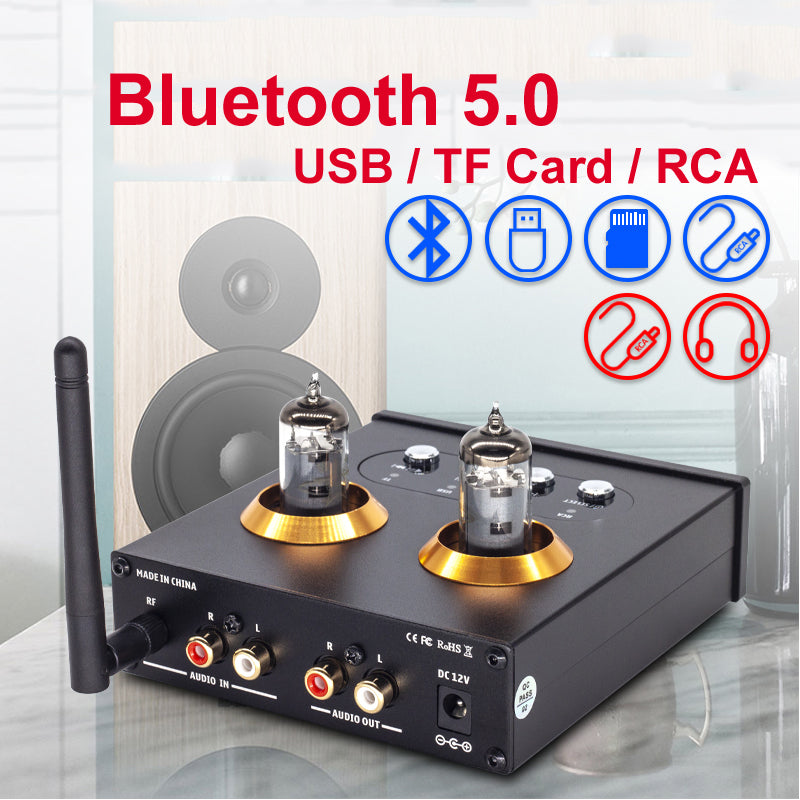 6K4 Vacuum Tube Preamp HiFi Stereo Audio Receiver NE5532 USB TF Card Music Player Headphone Amplifier WAV/APE/FLAC pcb assembly