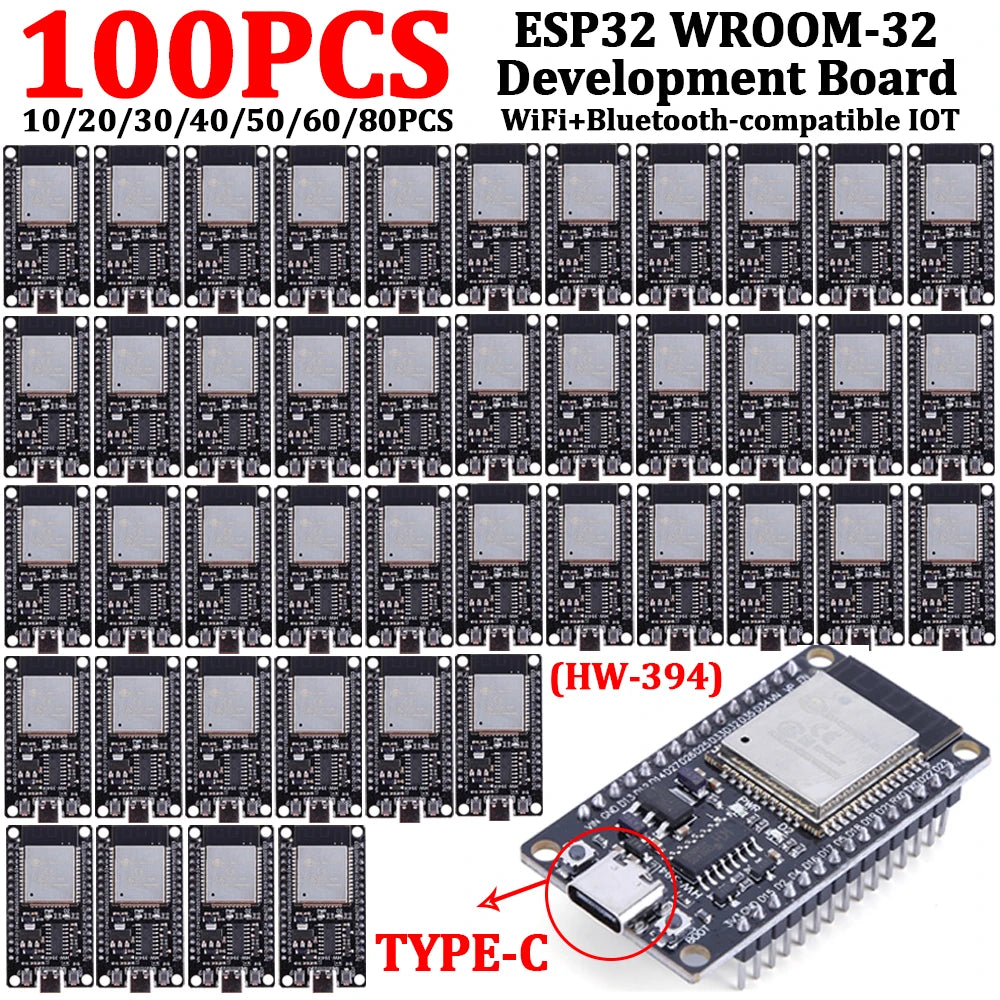 Custom Custom 100-1PCS ESP32 Development Board TYPE-C WROOM-32 WiFi+BT ...