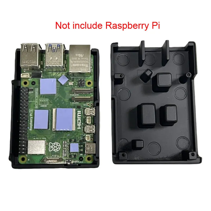 Raspberry Pi 5 Aluminum Case with Passive Cooling Silicone Heat Sinks Switch Button Silent Heat Dissipation