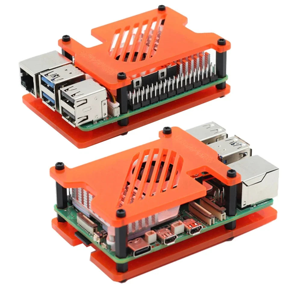 Acrylic Frosted Envelope Shell for Raspberry Pi 5 Radiator Fan Active Cooler with Active Cooler Electronic Components