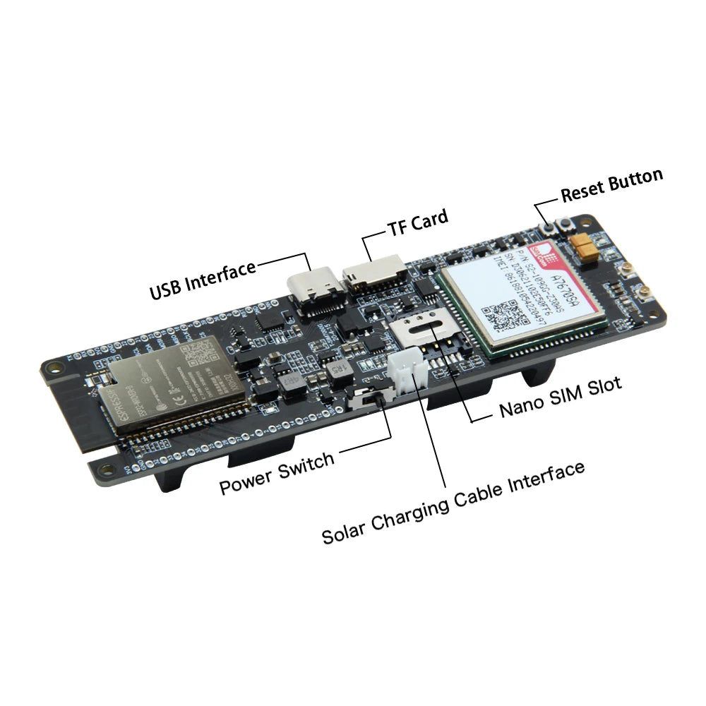 Custom T-SIM-A7670SA Module ESP32 Chip 4G LTE CAT1 ESP32 MCU Support GSM/GPRS/EDGE 18650 Battery Holder Solar Charge Board   PCB Manufacturer