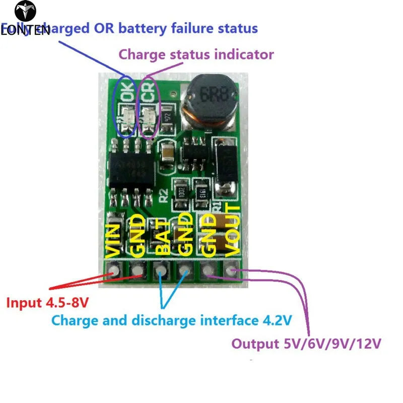 Custom 3.7V 4.2V Charger & 5V 6V 9V 12V Discharger Board DC DC Converter Boost Module for diy UPS mobile power 18650 lithium battery Manufacturer