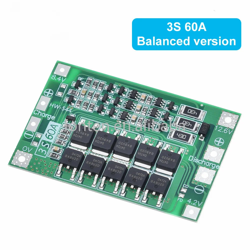 Custom 3S 4S 40A 60A Li-ion Lithium Battery Charger Protection Board 18650 BMS For Drill Motor 11.1V 12.6V/14.8V 16.8V Enhance/Balance Manufacturer