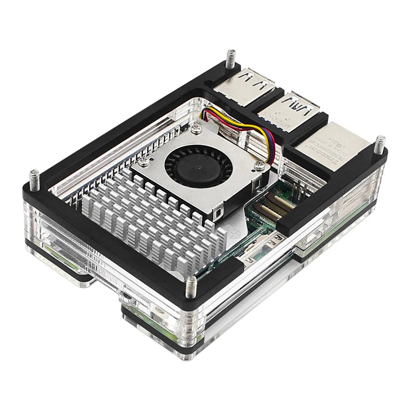 Raspberry Pi 5 Acrylic Case 9 Layer Protection Shell Optional Cooling Fan Active Cooler Aluminum Heatsink for Raspberry Pi 5
