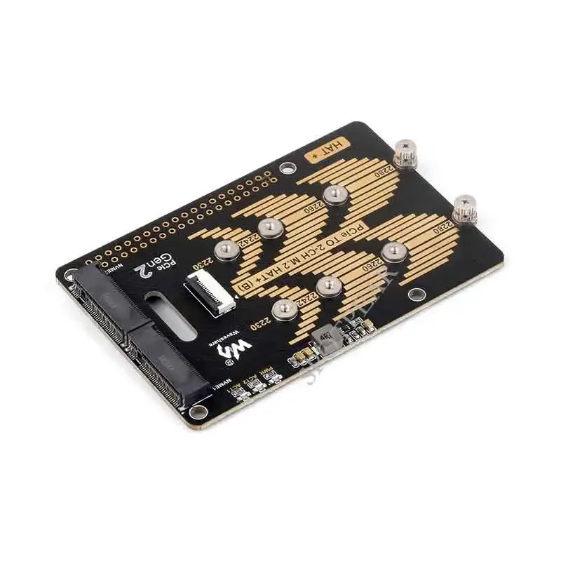 Custom Raspberry Pi 5 PCIe to 2CH M.2 NVMe SSD Adapter Board HAT (B) Pi5-PCIe-2280-2242-2230