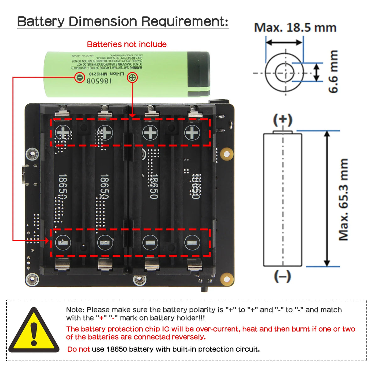 X1202 UPS  Power Management Board with 4 cell 18650 battery holder for Raspberry Pi 5