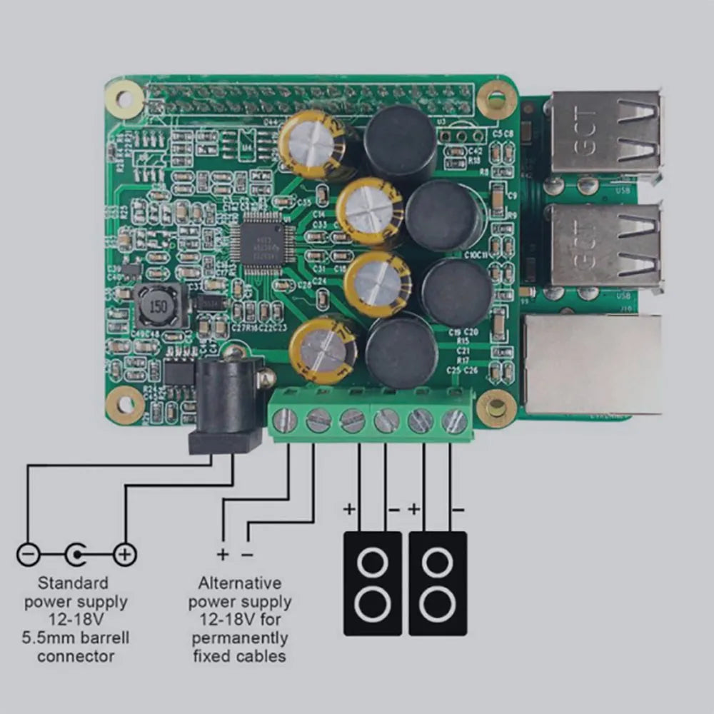 Custom  HIFI AMP Amplifier Expansion Board Audio Module with Aluminum Alloy Case for Raspberry Pi 4 Model B Only Manufacturer