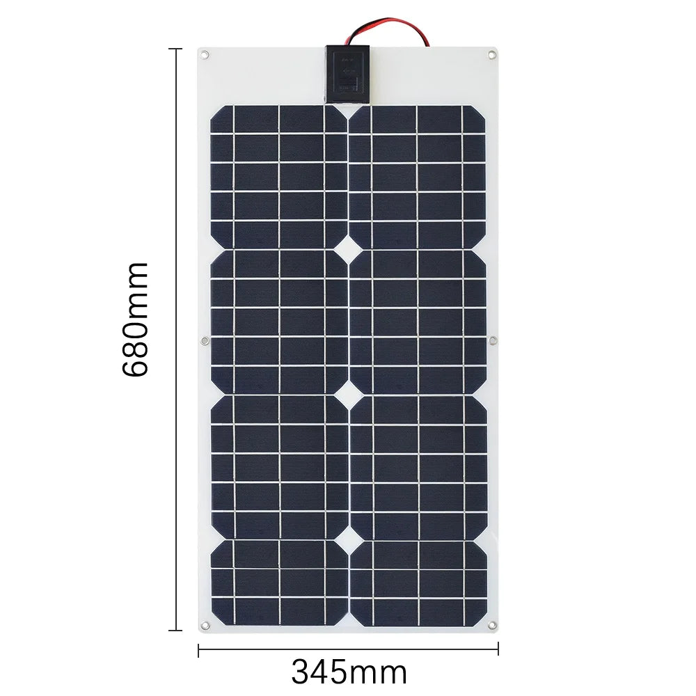 Custom 18V 30W Flexible Solar Panel Kit with 10A 12V/24V Charge Controller and 5W 12V LED Light Outdoor Camping Solar Power Generation Manufacturer