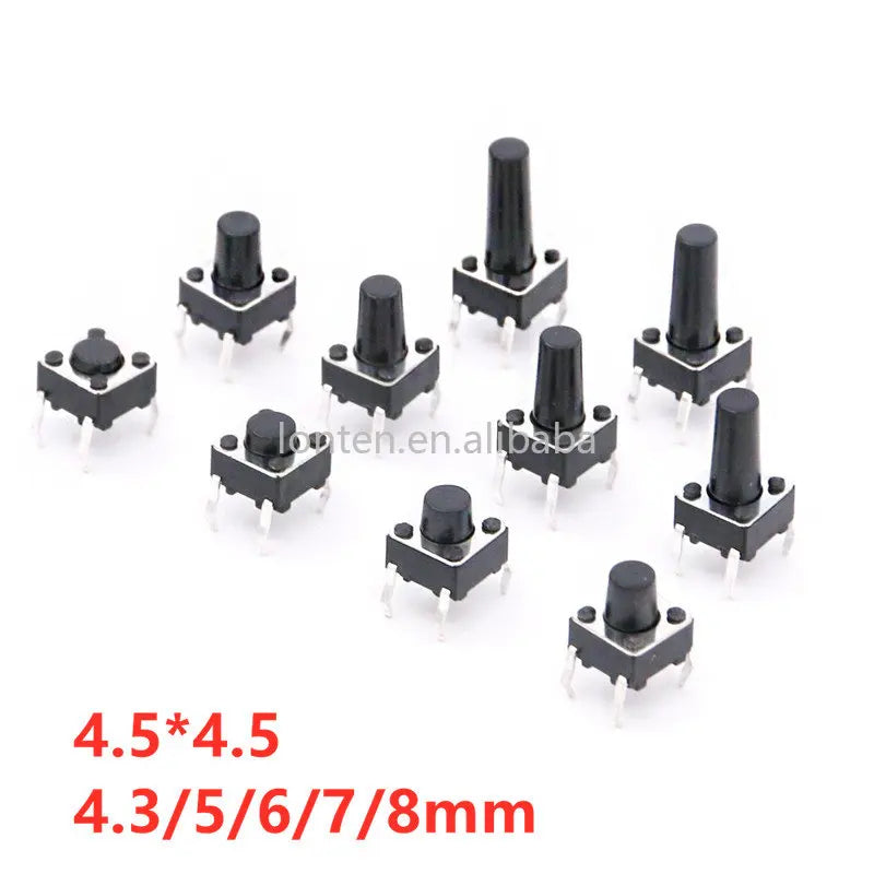 Custom 4.5x4.5mm Panel PCB Momentary Tactile Tact Mini Push Button Switch DIP 4pin 4.5x4.5x3.8/4.3/5/6/7/8/9/10 MM 4.5*4.5*4.3MM Manufacturer