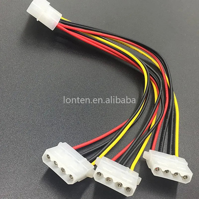 Custom Custom 4Pin IDE Power Cables 4 Pin Molex Male To 3 Port Molex IDE Female Power Supply Splitter Adapter Cable 20cm 22AWG Manufacturer