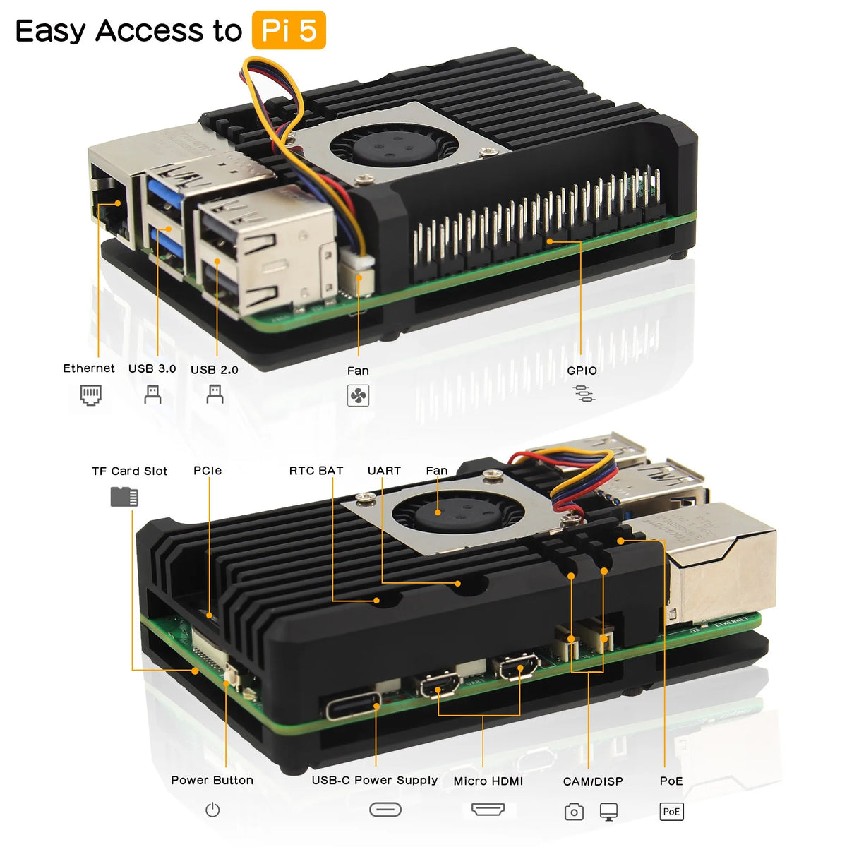 Custom  Raspberry Pi 5 Case with Cooling Fan  | Aluminum Alloy or Shell Enclosure for Pi 5