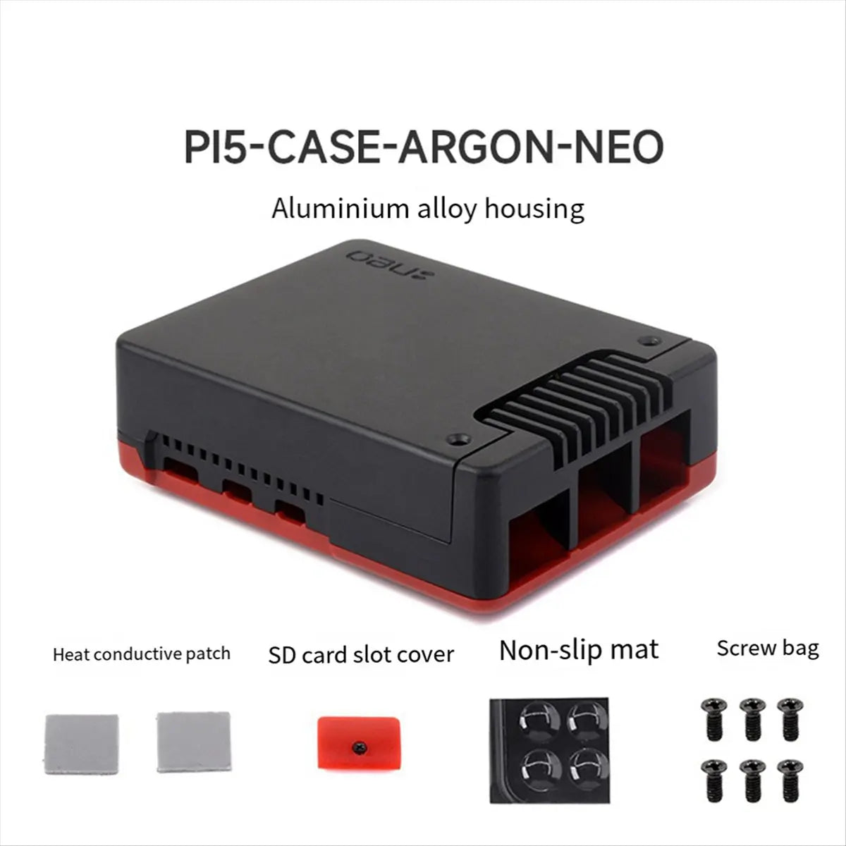 Raspberry Pi 5 Aluminum Case with PWN Fan Passive Cooling Fins Exhaust Vent