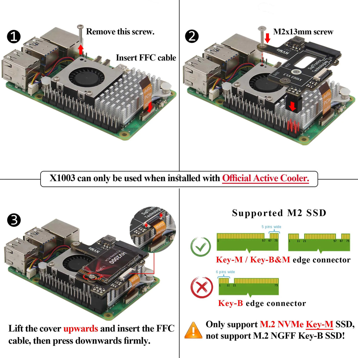 Custom  X1003 Pcie M.2 NVMe SSD 2242 Board for Raspberry Pi 5