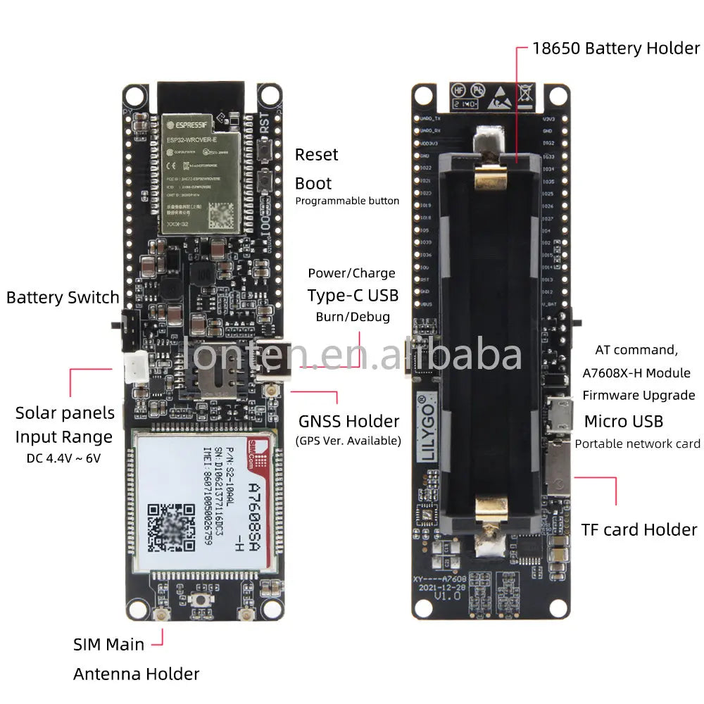 Custom T-SIM A7608E-H A7608SA-H ESP32 LTE Cat 4 High Speed 4G Network GPS Antenna Wireless WiFi BT Development Board Manufacturer