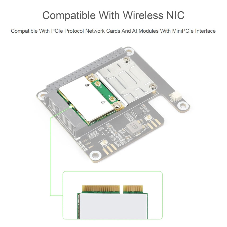 PCIe to MiniPCIe HAT+ Adapter Board High Speed Wireless Network Card USB for for Raspberry Pi 5