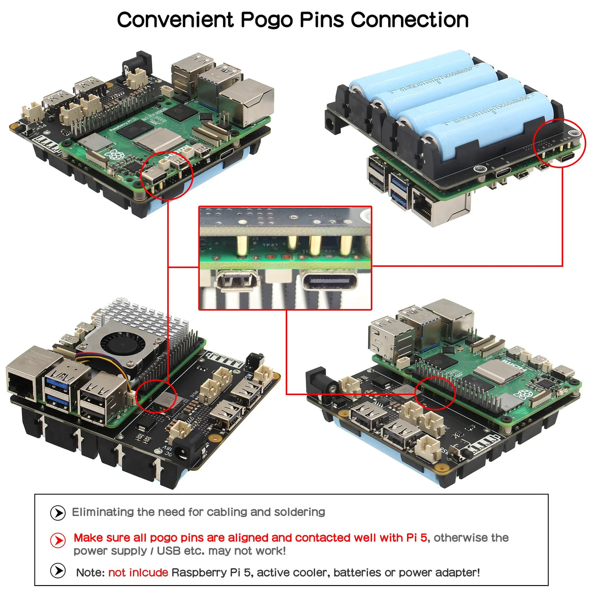 X1202 UPS  Power Management Board with 4 cell 18650 battery holder for Raspberry Pi 5