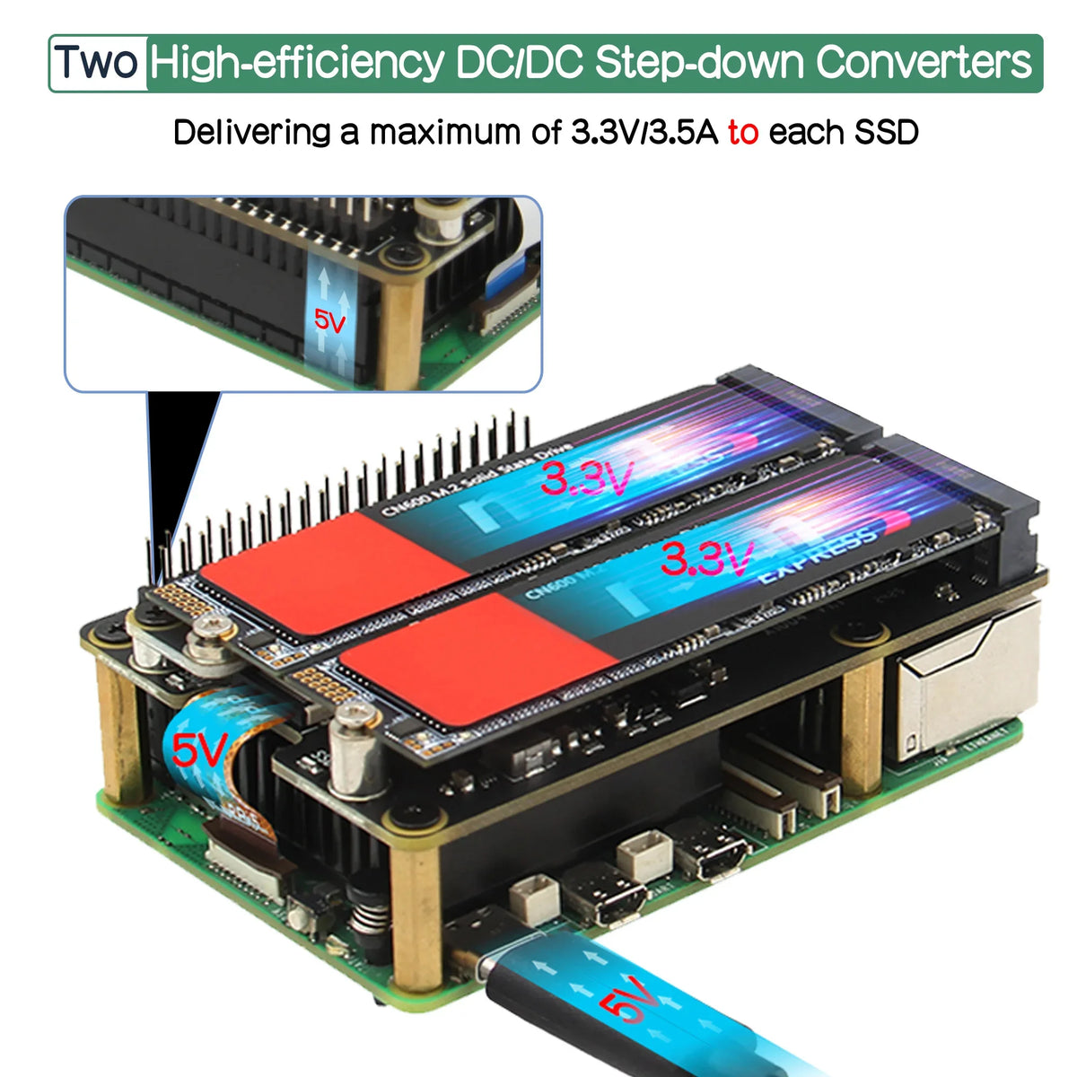 X1004 Dual 2280 NVMe SSD Shield for Raspberry Pi 5
