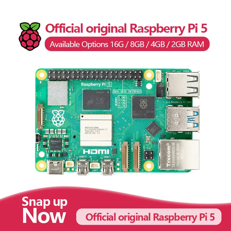 Official Original Raspberry Pi 5 Cortex-A76 Linux 2GB 4GB 8GB 16GB for Board Python Programlama PCIe Gigabit Ethernet USB3.0