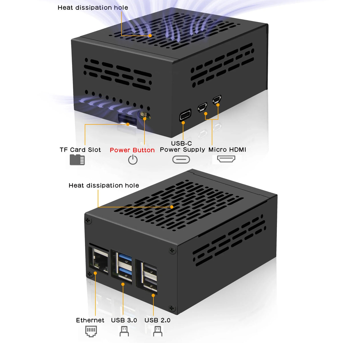 Metal Case P579 with Active Cooler for Raspberry Pi 5 & X1000 / X1001 / X1003 / X1004 / M901 PCIe HAT