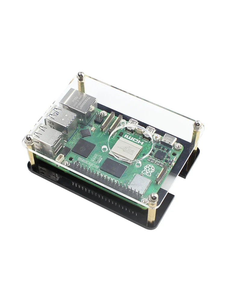 Raspberry Pi 5B/4B/3B+ Cluster Case - Stackable Acrylic Enclosure with Cooling Fan Mounts for Pi Rack