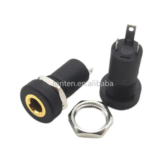 Custom 10PCS PJ392A PJ-392A 3 Pole 3.5MM Audio Jack Socket Black Stereo Solder Panel Mount Gold With Nuts Manufacturer