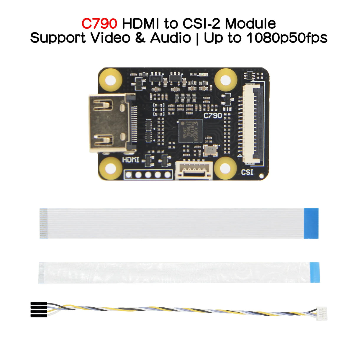 HD to CSI 2 Adapter C790 | Support Video & Audio | up to 1080p60fps | for Raspberry Pi 5 / 4 B / 3 B+ / 3B / CM4 / Zero KVM