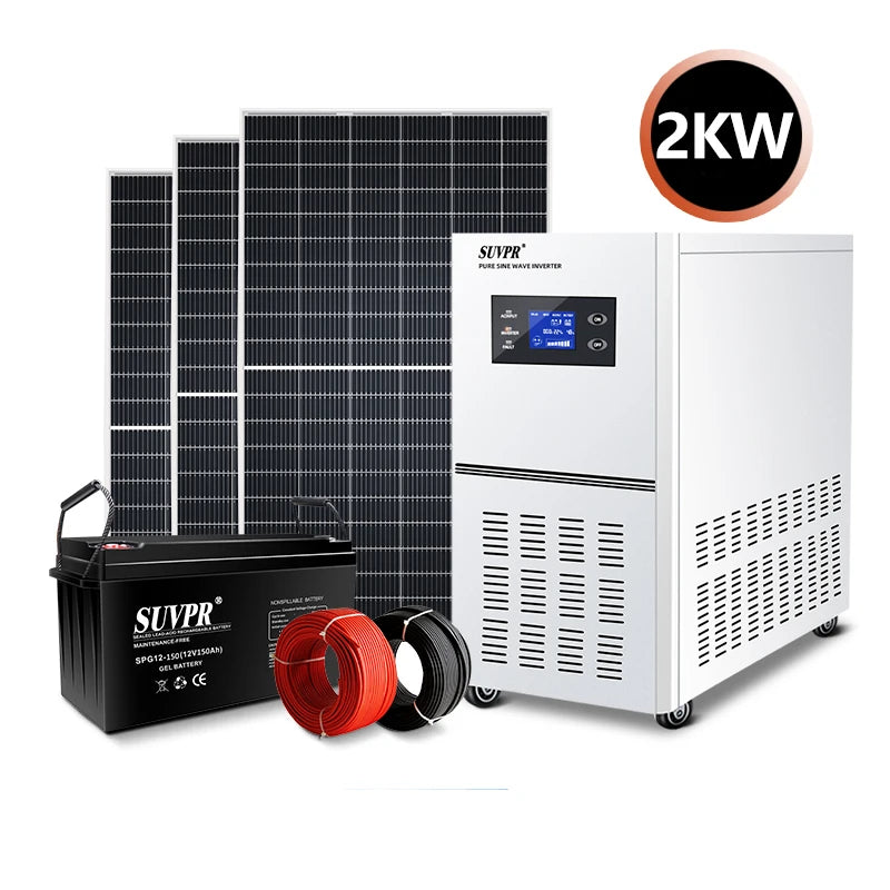 Custom Solar Power Generation System Household 2000w Full Set of Photovoltaic Panels Off-grid Small Energy Storage Manufacturer