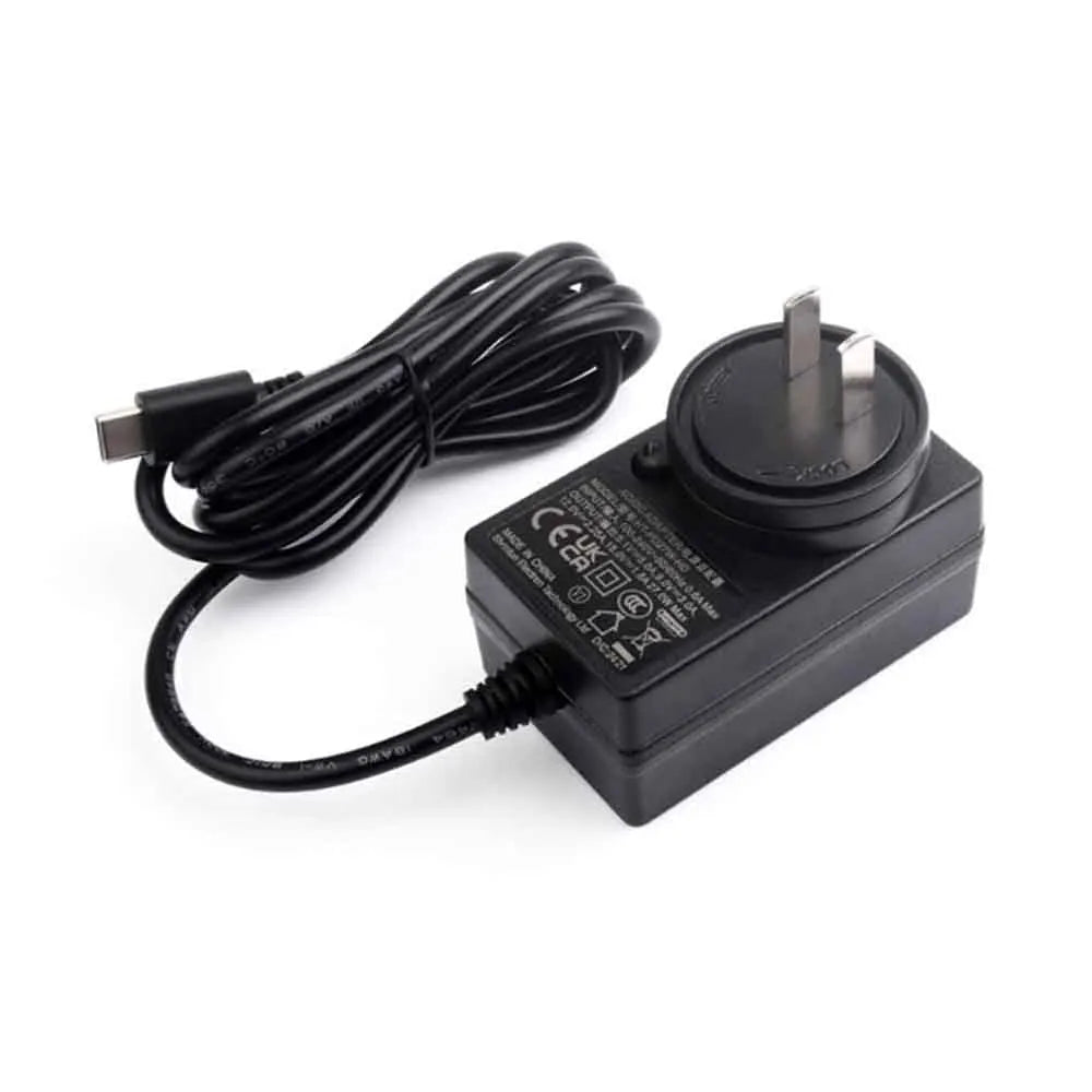 Geekdiytime Raspberry Pi 5 Power Supply PD 27W 5.1V 5A USB Type-C Power Adapter EU/US/UK Plug Black for RPI 5