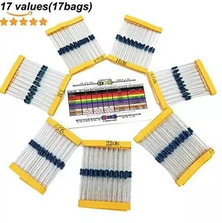 Custom 17 Values 1/4W 1% Resistor Kit Assortment, 0 Ohm-1M Ohm (Pack of 525) for class education, engineer electronics experiment Manufacturer