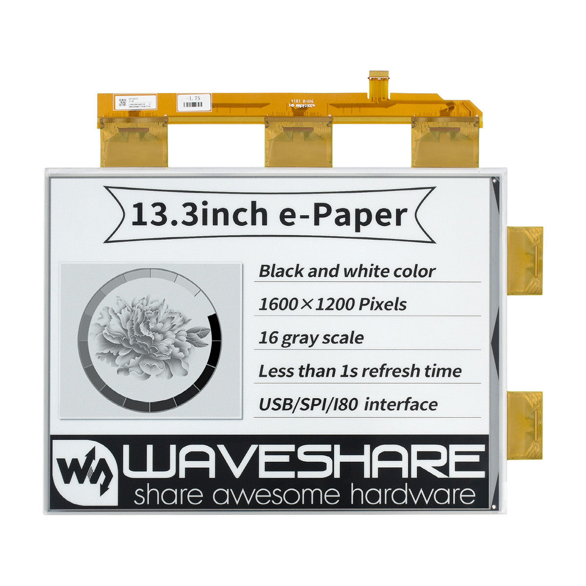 13.3Inch E-Papier E-Inkt Ruwe Display Voor Raspberry Pi 1600x1200 Pixels Custom PCB water heater pcba Customize