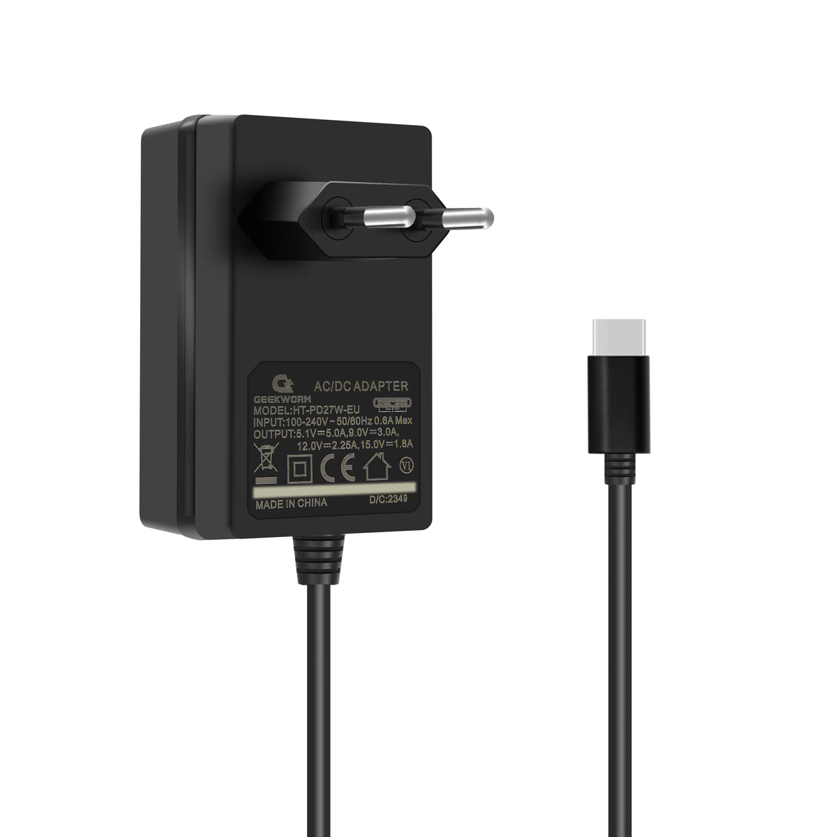 Custom  Raspberry Pi 5 USB-C Power Supply, PD 27W Type C Power Adapter for Raspberry Pi 5