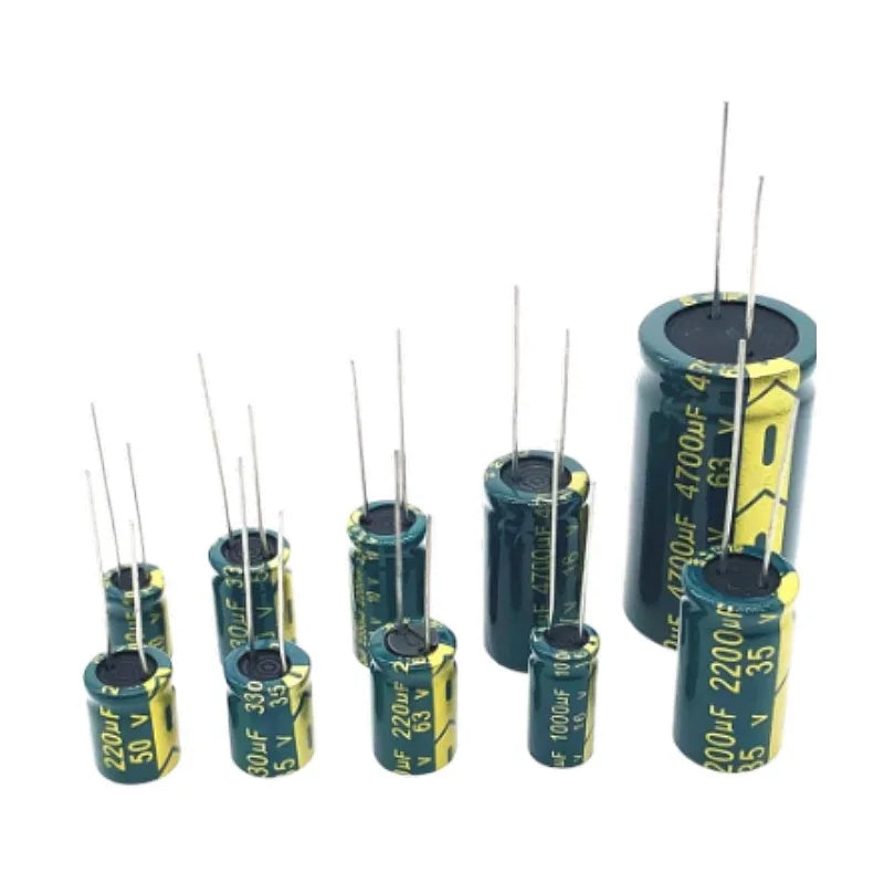 Custom 5-20pcs 47UF 100UF 220UF 330UF 470UF 680UF 1000UF 1500UF 2200UF 10V 16V 25V 50V-450V low ESR high frequency aluminum capacitorManufacturer