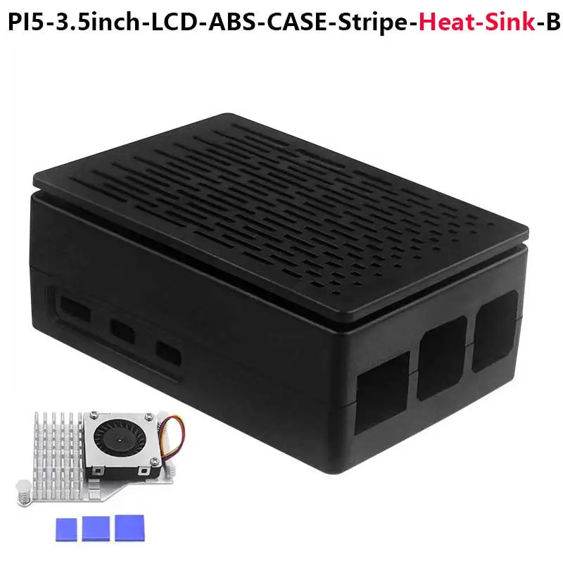 Custom Raspberry Pi 5 ABS Case 3.5inch Display Stripe Compatible Multi-Purpose with Removable Cover and Fan Mount Education