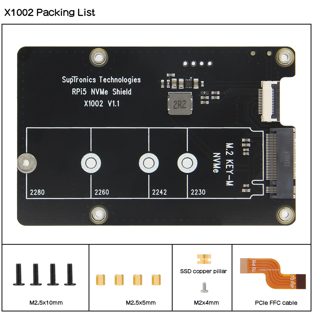 X1002 PCIe M.2 NVMe SSD Board for Raspberry Pi 5