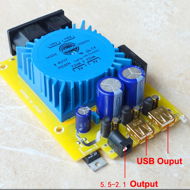 Custom 15W DC5V USB Audio Linear Power Supply for LT1086CT CLC Filters DC5521 Low Noise CAS XMOS for DAC Headphone Amplifiers board Manufacturer