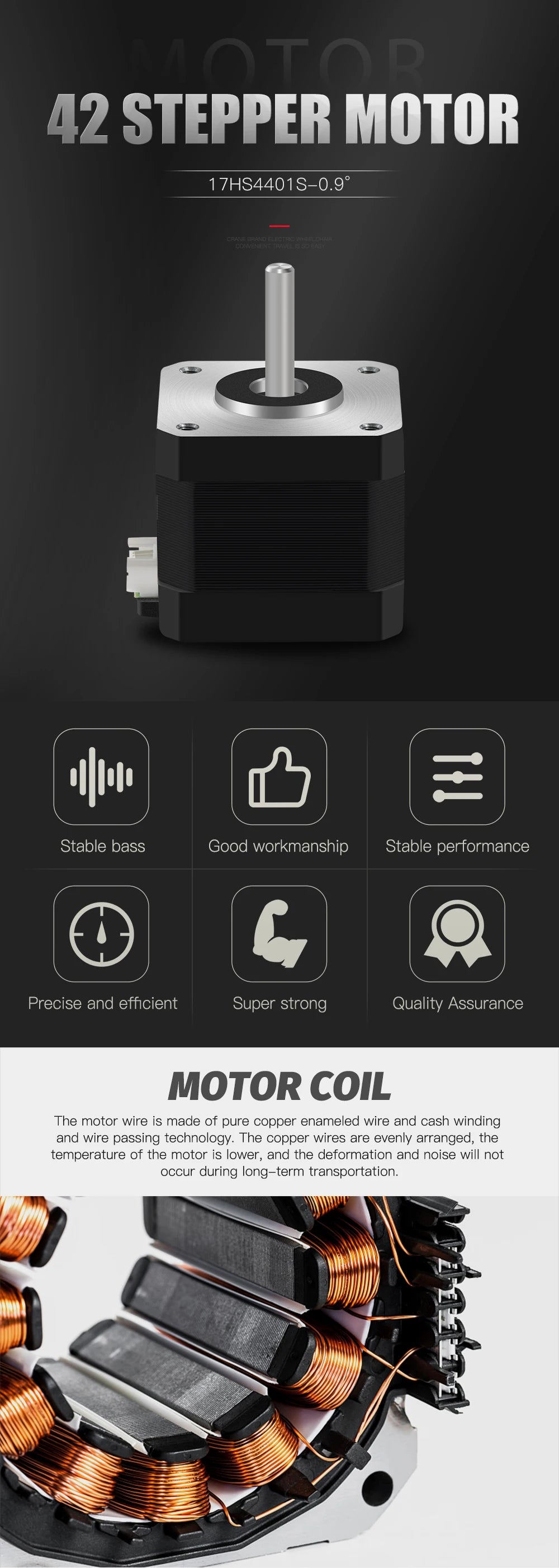 Custom 1pcs Nema17 Stepper Motor 0.9 Degree 280 mN.m/57g.cm 1.3A Nema 17HS4401S 4-lead Nema17 Step Motor DIY CNC For 3D Printer Manufacturer