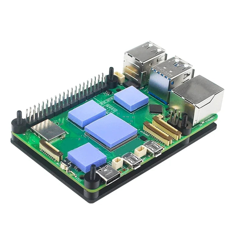 CNC Black Aluminum Case with Active and Passive Cooling Fan RPi 5 Metal Case for Electronic Components Raspberry Pi 5